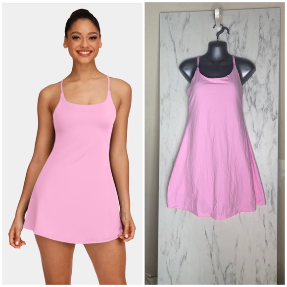 HALARA Dresses & Skirts - NWT Halara Everyday Cloudful Air 2-in-1 Cool Touch Activity Dress M Pink Barbie